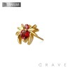 IMPLANT GRADE TITANIUM THREADLESS PUSH IN RED HEART CZ SPIDER TOP PART